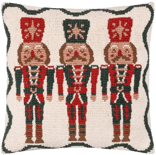furn. Nutcracker Trio Cushion Cover (Multicolour - 45x45cm) | Festive Christmas Textured Nutcracker Tufted Decorative Case