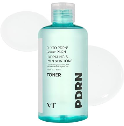 VT COSMETICS PDRN Toner, fuktgivande ansiktsvatten med 50 000 ppm vegansk PDRN, koreansk vildginseng, niacinamid och pantenol, lätt, parfymfri, hudlugnande, koreansk