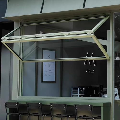 FAXJRU Ventana de Servicio Deslizante Vertical, Ventanas Plegables de Guillotina Doble con Marco de Aluminio,Vidrio Templado, para Cafés Tiendas Cocina(White,60x80cm/23.6x31.5in)