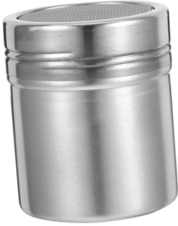 Garneck Stainless Steel Powdered Sugar Shaker Duster with Fine Mesh Screen Reusable Chocolate Cocoa Dispenser for Cappuccino Latte Baking Portable Kitchen Sprinkler Tool