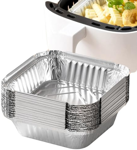Teglie rettangolari in alluminio - Vassoi monouso in alluminio da 20 pezzi, teglie da forno resistenti, contenitori per alimenti metallici | Pentole portatili in carta stagnola per cucinare, arrostire