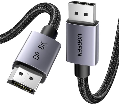 UGREEN DisplayPort Cable 8K@60Hz 16.4FT [VESA Certified] Braided DP 1.4 Display Lead Support 4K@240Hz, 2K@240Hz 32.4Gbps, HDCP 2.2, HDR, FreeSync&G-Sync, 3D Compatible with Gaming Monitor PC HDTV (5M)