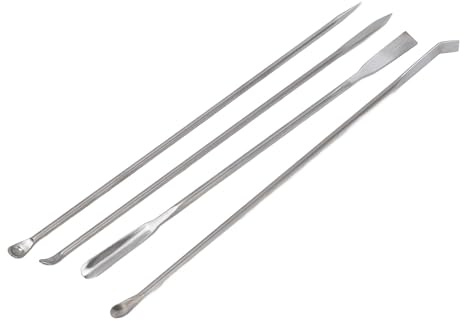 Aolidsive Set di Spatole da Laboratorio da 4 Pezzi Micro Cucchiaio a Doppia Testa in Acciaio Inossidabile 304 con Custodia per la Manipolazione di Polveri Farmaceutiche da Laboratorio di