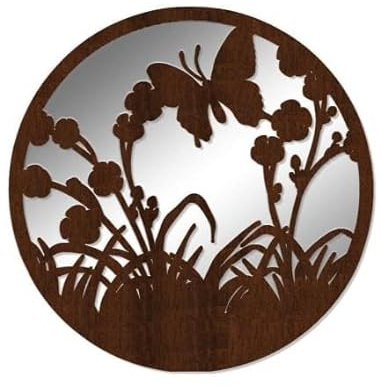 New Beautiful Bronze Finish Metal Butterfly Outdoor Wall Mirror, Creates A Stunning Effect Against a Wall or Fence, Ideal for Garden, Easy to Hang, A Great Way of Spreading Light in Enclosed Spaces.