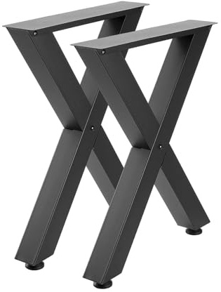 VEVOR Pieds de Table en Forme de X 750x600 mm Lot de 2, Pieds de Bureau en Acier au Carbone, Charge Max. 1000 kg pour Bureau, Table à Manger, Établi, Plan de Travail et Table de Bar, avec Patins, Noir