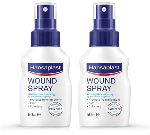 Hansaplast Wound Healing Spray 50ml Twin Pack | Antiseptic Wound Cleanser for Cuts, Grazes & Minor Burns | Pain-Free, Fast & Effective Infection Protection for Home & Travel