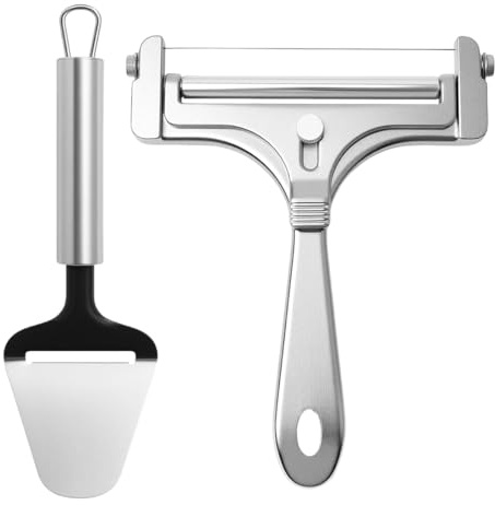 LUDHEP Cortador de Queso de Alambre Acero Inoxidable, 2 Piezas, grosor de corte variable, Rebanador Queso Manual, para queso, mantequilla, pan y verduras, para quesos de dureza suave a media perfecta