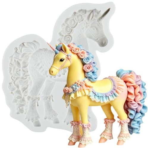 MINFEIDMS Unicorns Silicone Mould Unicorns Candy Fondant Moulds | Baby Shower Birthday Cake Decorating Cupcake Topper Resin Chocolate Polymer Clay Gum Paste