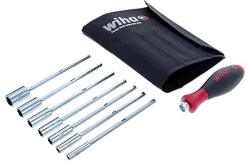 Wiha 28196 Drive-Loc VI Nut Drivers Interchangeable Blade Set in Durable Pouch, 8-Piece