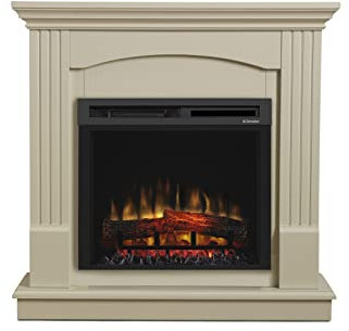 Dimplex Chadwick Optiflame Electric Fire Suite, Cream Stone Effect Fully Assembled Fireplace with LED Flame Effect, Variable Flame Height, Log Style Fuel Bed, 1.5kW Fan Heater and Remote Control