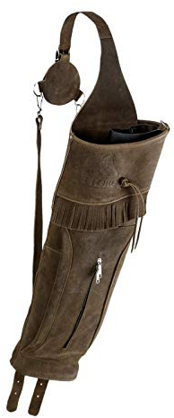 elToro Rückenköcher Big Pack – 57 cm Pfeilköcher aus Wildleder – klassischer Bogenschieß-Köcher mit Zubehörtasche & verstellbarem Dreipunktsystem – ideal für Recurvebogen & Langbogen