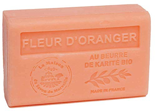 Maison du Savon de Marseille - French Soap made with Organic Shea Butter - Orange Blossom Fragrance - 125 Gram Bar