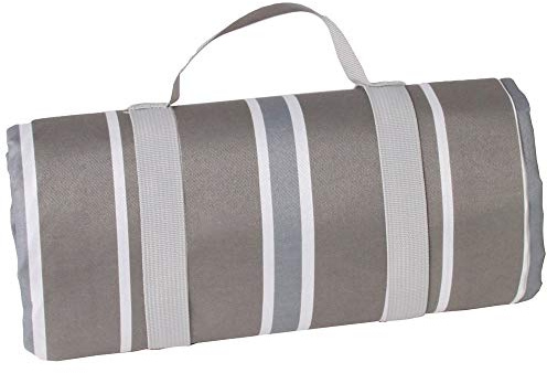 Les Jardins de la Comtesse - Rechteckige Picknickdecke XL Versailles - Oberseite aus Baumwolle/Rückseite Polyester/wasserabweisend - Grau, Beige und Weiß - - Auch für Gartentisch - 140 x 280 cm