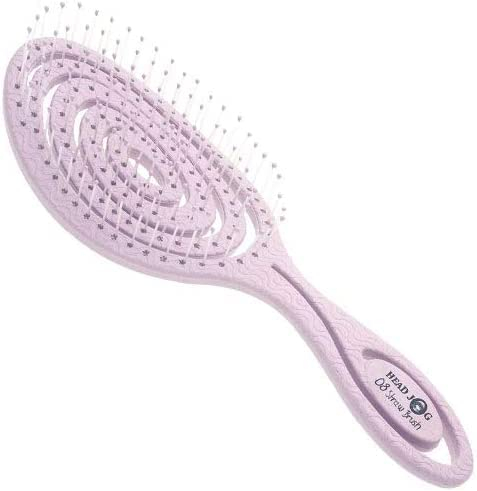 Head Jog 08 Paddle Brush with Flexible Soft Pin Bristles – Gentle Brushing Straw Brush, Detangling for Wet or Dry Hair – Suitable for Straight, Curly and Wavy Hair Types (Original Collection Heather)