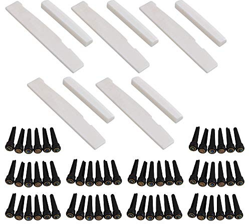 BQLZR Steg-Sattelmutter und Ebenholzstifte für 12-saitige Akustikgitarre, 5 Sets