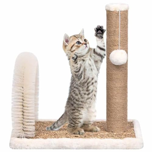 vidaXL Katzenbaum mit Fellpflegebogen Kratzsäule Kratzbaum Katzenkratzbaum