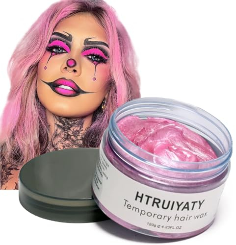 Haarfarbe Wachs Einmalige Temporäre Modellierung Natürliche Farbe Haarfärbemittel Temporäre Frisur Creme, Styling-Wachs für Cosplay Party Maskerade Nachtclub Halloween (Rosa)