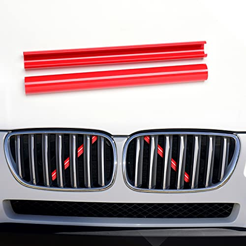 AggAuto 1 Paar Kühlergrillstreifen für BMW 1er 3er 5er F20 F30 G30, Rot | Front-Kühlergrille Einsätze&Grill Inserts, passend für 2er 4er 6er 7er F22 F32 G32 G11,präzise Passform,einfache Installation