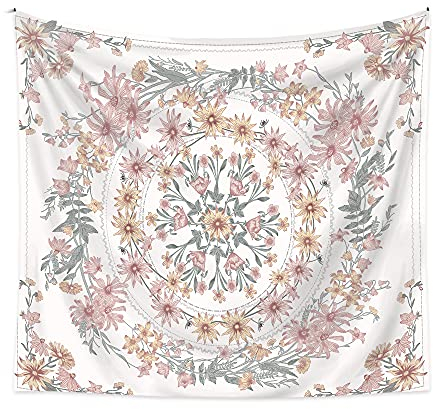 FYBlossom Bohemian Tapisserie Wandbehang, Mandala Wandteppich Hippie Boho Decke, Vintage Psychedelischer Hippie Wandteppich Tagesdecke Mit ästhetischen Kranz Muster Für Wohnzimmer Schlafzimmer