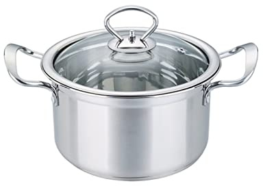 THEGA Pentola per Zuppa Inossidabile per Uso Alimentare - Vaschetta Inferiore Composita A Tre Strati, Pentole per Stufato in Anfora con Coperchi in Vetro, Compatibile con Tutte Le Stufe (Size : 24CM)