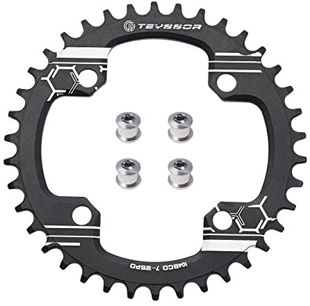Teyssor Chainring 104 BCD 32T 34T 36T 38T Round Single Chain Ring with 4 Pieces Sprocket Bolts for Road Bike Mountain Bike