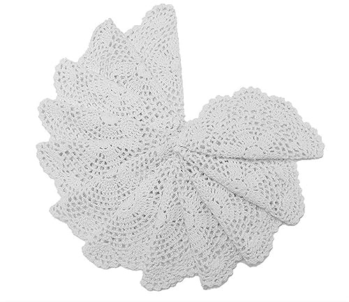 # Centrini rotondi in pizzo all'uncinetto, 12 pezzi, 20,3 cm, realizzati a mano, in cotone lavorato all'uncinetto bianco (bianco, taglia unica)
