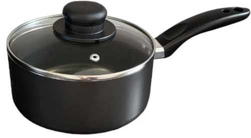 BlessTrade 16 18 20 22 cm Saucepan with Glass Lids Non Stick for Egg Spaghetti Soups Modern Stylish Design (20 cm)