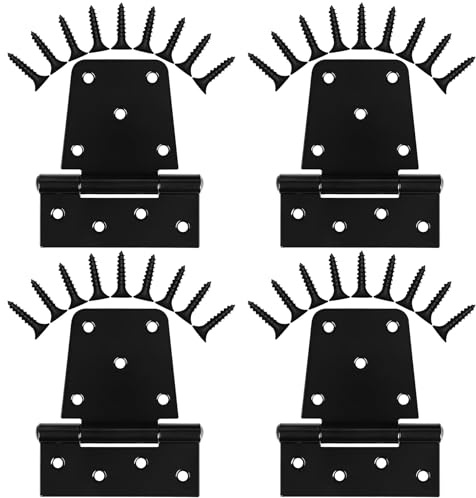 Heavy Duty Gate Hinges 3.5 inch 4 Pack Extra Thick Industrial T Hinges Barn Door Hinges Shed Door Hinges for Large Wooden Gates Wood Fence Outdoor - Black Iron Finish (Screws Included)