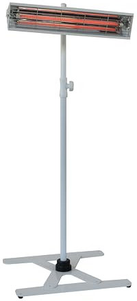 Syner Progetti Lampada Riscaldante S-LPC a lampione, Riscaldamento a infrarossi, Fungo Riscaldante, Superficie riscaldabile fino a 7 mq, Acciaio verniciato a polvere(1300 W, Bianco)