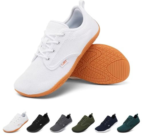 Geweo Barfota Skor för Män Kvinnor Minimalistiska Skor Herr Dam Trail Running Löparskor Traillöparskor Vandringsskor Barefoot Shoes Fitness Sneakers Sportskor Barfotaskor, Vit 39 EU