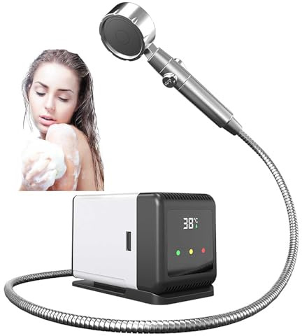 LZAHSH Douche Portable D'ExtéRieur, USB Chauffante Douche Rechargeable TempéRature Intelligente Douche De Voyage pour Le Camping Douche à 3 Positions, pour La Plage, Le Jardin