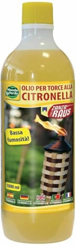 La zappa Torche en bambou avec récipient en métal pour huile à la citronnelle anti-moustiques (Huile 1 Lt)