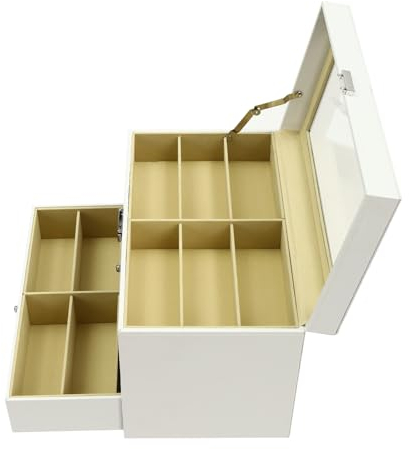 KAUITOPU 3 Lagen Brillenbox, Brillenkasten mit 18 Slots Klarer Deckel Schlüssel Brillenaufbewahrungsbox Brillentuis für Verschiedene Brillen Armbänder Halsketten Ohrringe Ringe Broschen