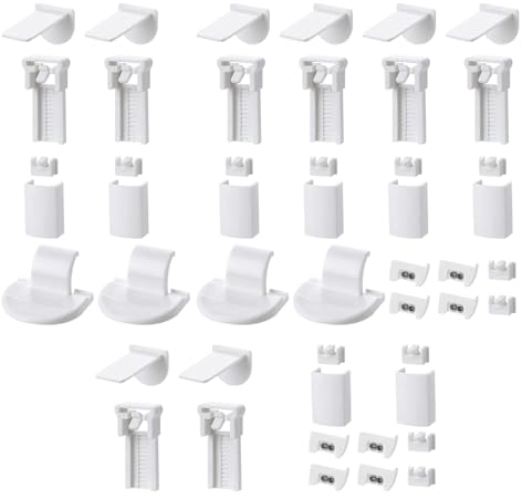 HAPPOW 8-teiliges Plissee-Set: 48 Stück Ersatzteile mit Klemmfix Halterung, Abdeckung, 2mm Stopfen - Ideal für einfache Montage ohne Bohren