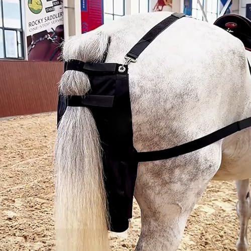 Oracra Pferdemist Sammler Pferdemist-Fangbeutel für Kleine/mittlere/große Pferde, Schwarze wasserdichte Wickeltaschen für Pferde, Leichter Mistfangbeutel Zum Reiten, Einfach zu Reinigen(Size-M)
