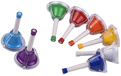 Funien 8 Nota Campana de Metal diatónico Campana de Colores Campanas de percusión de Mano Kit Juguete Musical para para la enseñanza de Aprendizaje Musical