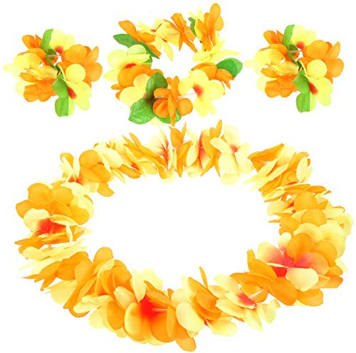 VALICLUD Hawaiianische Lei Halskette Stirnband Und Armbändern Aus Künstlichen Blumen Für Luau-party-dekorationen Und Hawaii-themenfeiern