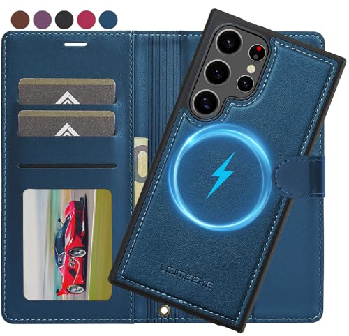 Ailicici für Samsung Galaxy S23 Ultra Hülle, [Abnehmbar] 2-IN-1 Abnehmbare magnetische Hülle, Kabelloses Laden, Kartenfach Leder Case, Handyhülle RFID Klapphülle, Schutzhülle Galaxy S23 Ultra 5G Hülle