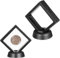 YUXIANLB Challenge - Soporte para monedas, paquete de 2 bonitos marcos flotantes 3D con soporte, caja de sombra pequeña para aretes, anillos, broches, medallas, caja de exhibición de monedas sellada