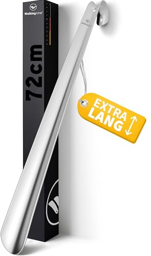Walking Line® Premium Schuhlöffel Lang 72cm [EXTRA STABIL] aus Gebürstetem Edelstahl - Schuhanzieher Lang, Schuhlöffel Metall Lang, Shoe Horn, Schuhanzieher Lang Metall, Langer Schuhlöffel, Shoehorn