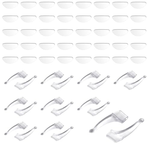 Carreneu Nasenpads Brille 10 Paar Brillen Nasenpads Nasenpads Brille Mit Ohrbügel Anti-Rutsch Nasenpads Brille Selbstklebend Nasenpads Silikon Für Brillen Und Sonnenbrillen (Transparent)