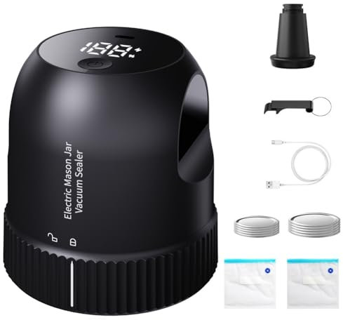 JNJOOD Kit para envasado al vacío en para envasado al vacío eléctrico portátil para tarros de boca y normal con bolsas para envasado al vacío para tarros.