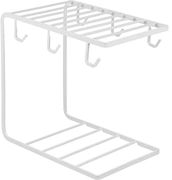 VICASKY Eisen Kaffeetassen Regal Mit Haken Haushaltsbecherhalter Weiß Küche Aufbewahrungsschrank Organizer Langlebig Umweltfreundlich Praktisch