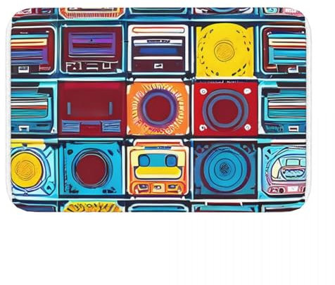 OOAHJEID Copertine di album di dischi degli anni '80 cassette stereo portatile tappeto antiscivolo zerbino tappeto da cucina tappeto da balcone decorazione di benvenuto