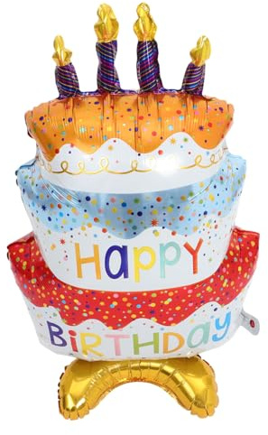 LOLIPPYY Palloncino Torta in Foglio di Alluminio 4d con Base Stabile, Facile da Usare da Abbinare, Decorazione Vivace per Feste di Compleanno e Atmosfere Uniche