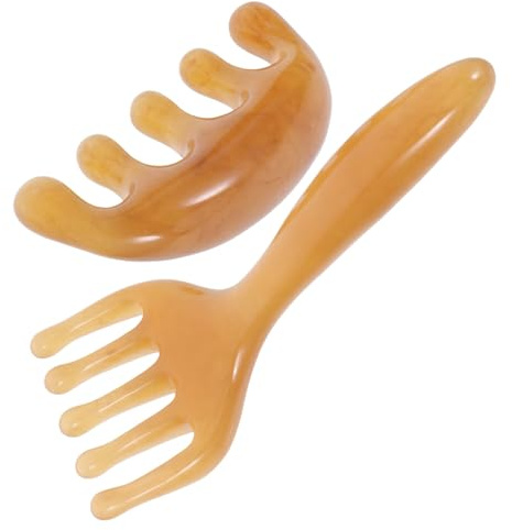 EXQUIMEUBLE Massagekamm für Kopfhaut Gesichtsmassagekamm Tragbarer Kopfhautkamm Manuelles Massagegerät für Kopf und Gesicht Professioneller Haarpflegekamm mit Stielkamm und Grobzinkigem Kamm
