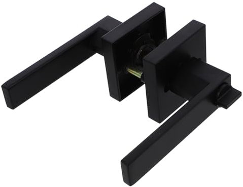 HOMSFOU Poignée de Porte avec Serrure en Aluminium Noir Mat, 1 Set