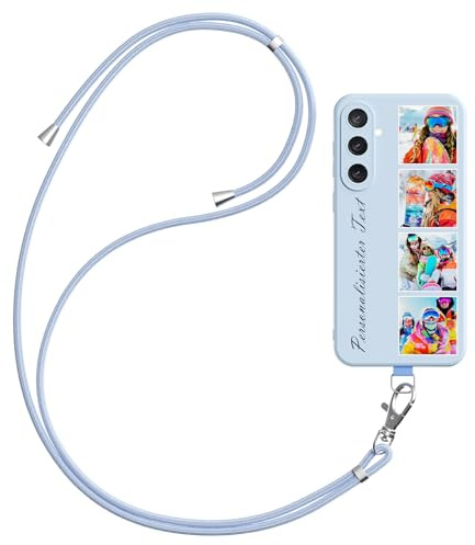 DCPPCY Handykette Personalisierte Handyhülle für Samsung Galaxy S25 Ultra 5G, Selbst Gestalten Hülle mit Handyband Kette, TPU Custom handyhülle mit Foto Bild Text, Hülle mit Eigenem Foto (Mehrfarbig)