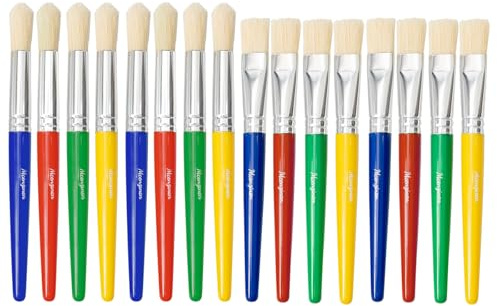 Mcenzinen 16Pcs Kids Paint Brushes Set for Watercolor, Acrylic & DIY Crafts | Children‘s Washable Round & Flat Art Brushes Perfect for School Painting & Home Crafts