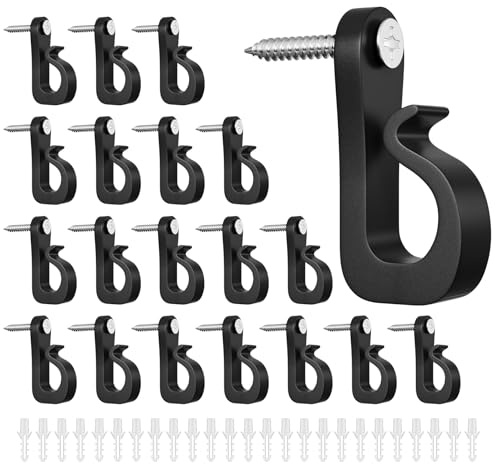 ilauke Q Hanger, Lot de 20 crochets à vis avec vis, 35 x 29 mm Q Hanger Crochets en alliage de zinc Éclairage de Noël Crochets pour intérieur et extérieur Maison Jardin Lumières extérieures Nouvel An